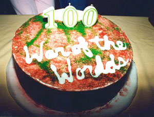 War of the Worlds cake, somehow coming out with purple sides